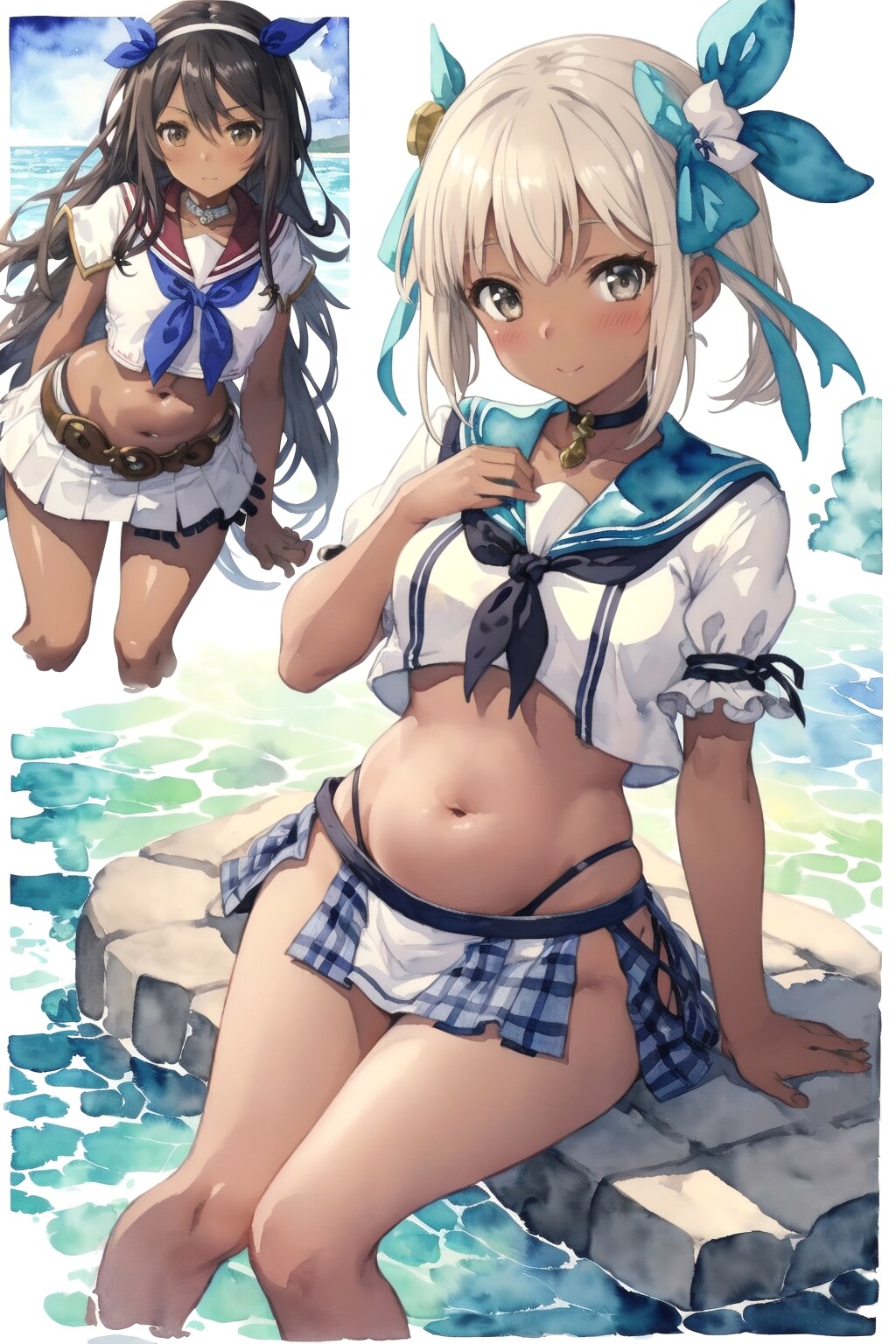 海辺のセーラー娘