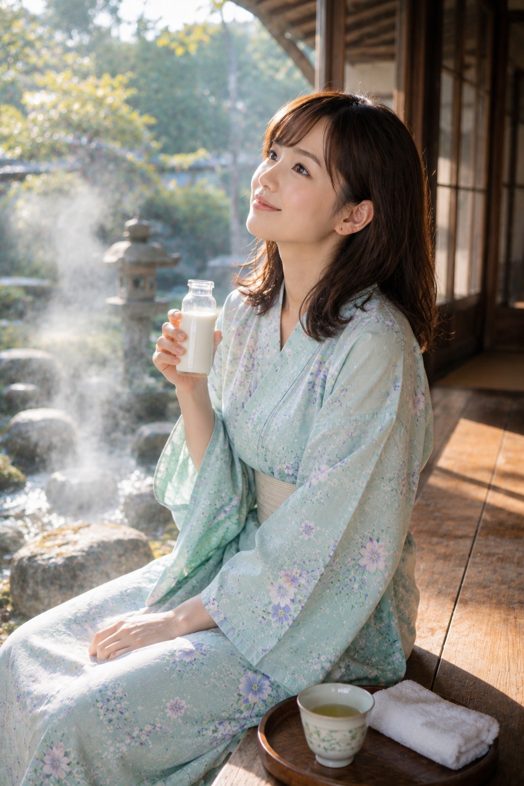 朝湯の後で