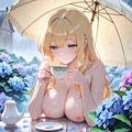 紫陽花を眺める雨の午後 2枚目