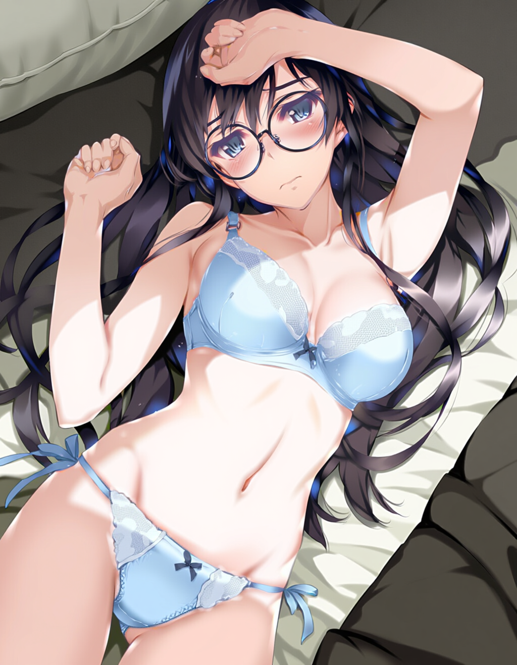 bed invitation, lightblue lingerie