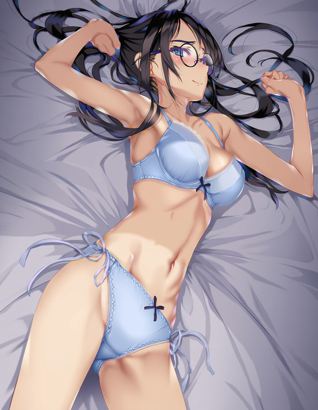 bed invitation, lightblue lingerie