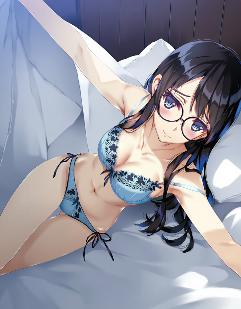 bed invitation, lightblue lingerie