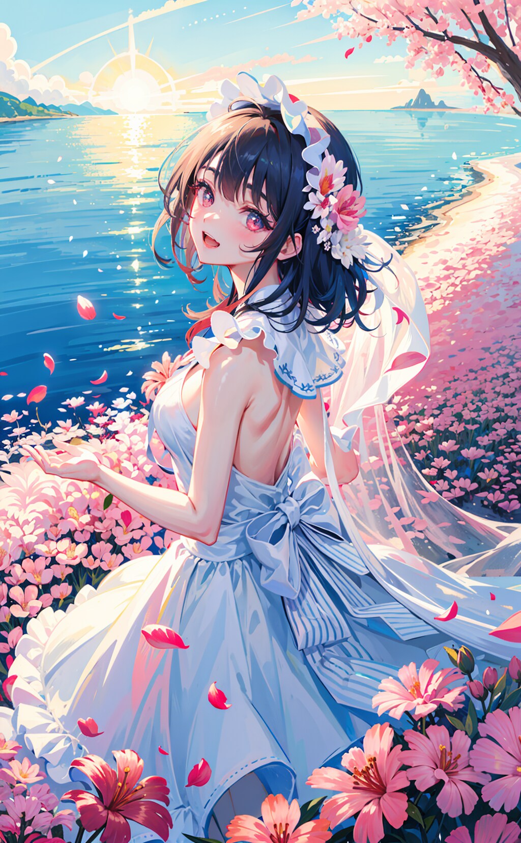 水辺の朝日