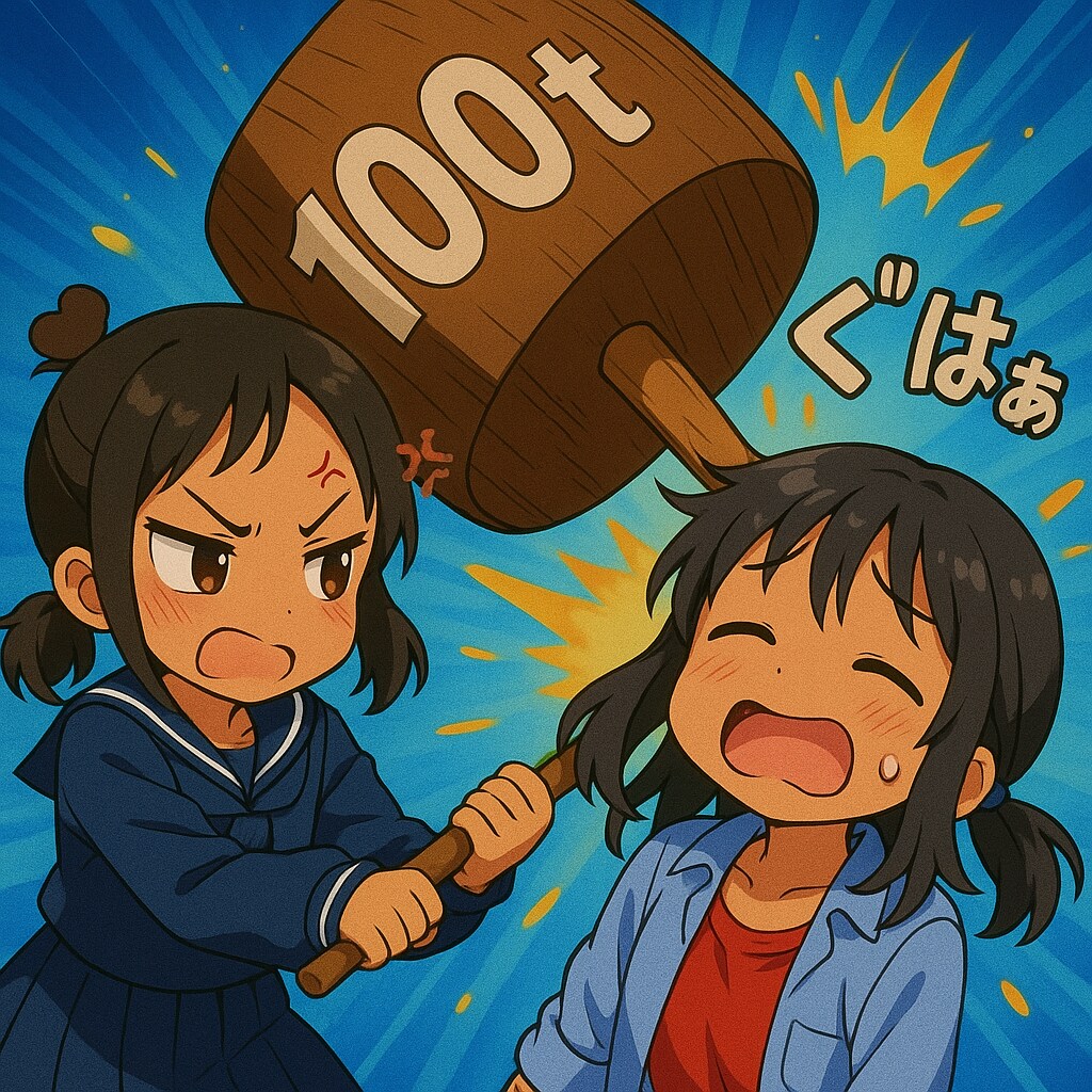 100tハンマーで小突かれるこなつちゃん