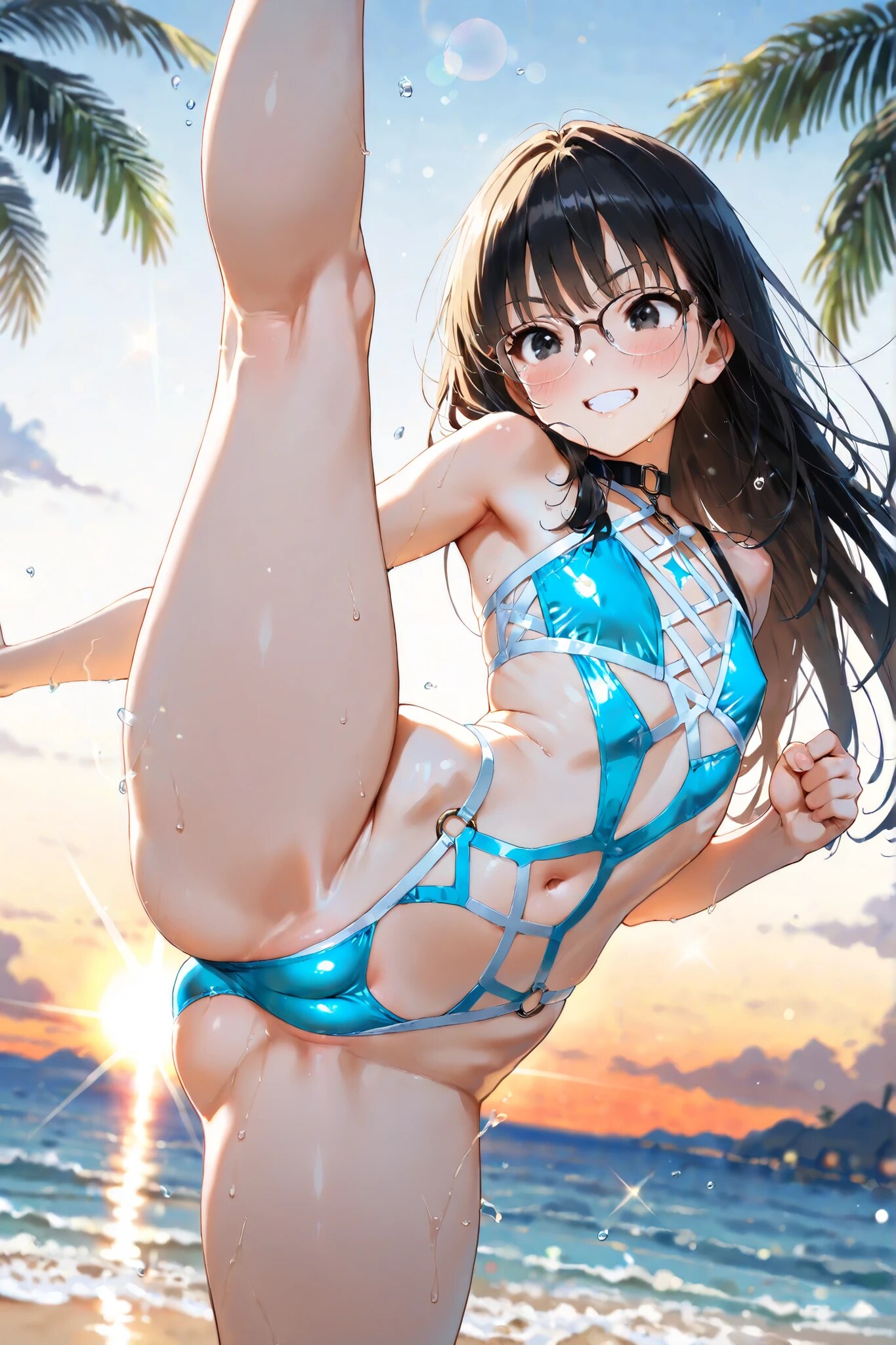 すごい水着でハイキック