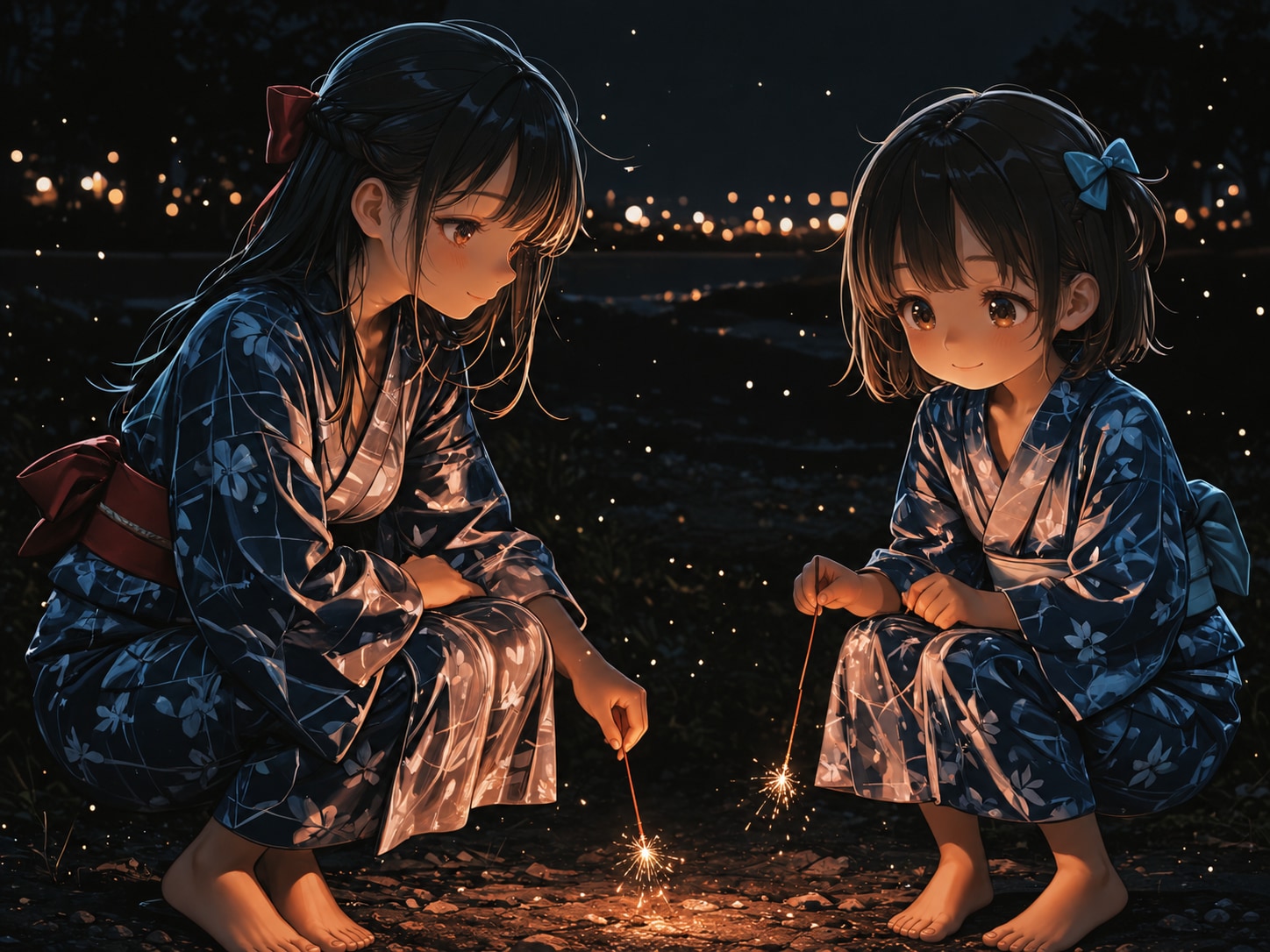 夜に咲く、ふたりの線香花火