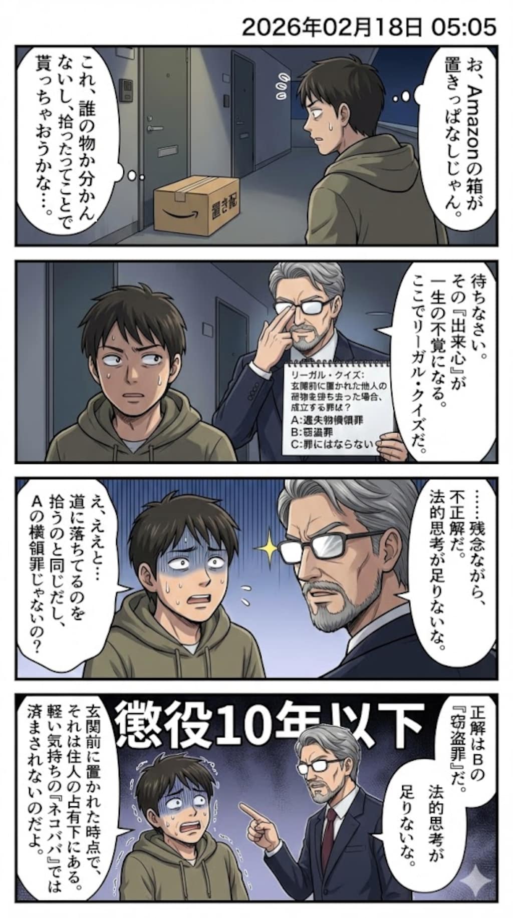 「置き配」を持ち去ったら何罪？　毎日漫画5時