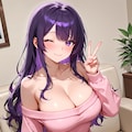紫髪娘(オフショルダーセーターのすがた) 12枚目