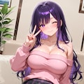 紫髪娘(オフショルダーセーターのすがた) 6枚目