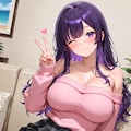 紫髪娘(オフショルダーセーターのすがた) 8枚目