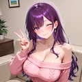 紫髪娘(オフショルダーセーターのすがた) 9枚目