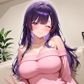 紫髪娘(オフショルダーセーターのすがた) 3枚目