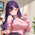 紫髪娘(オフショルダーセーターのすがた) 5枚目