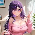 紫髪娘(オフショルダーセーターのすがた) 4枚目
