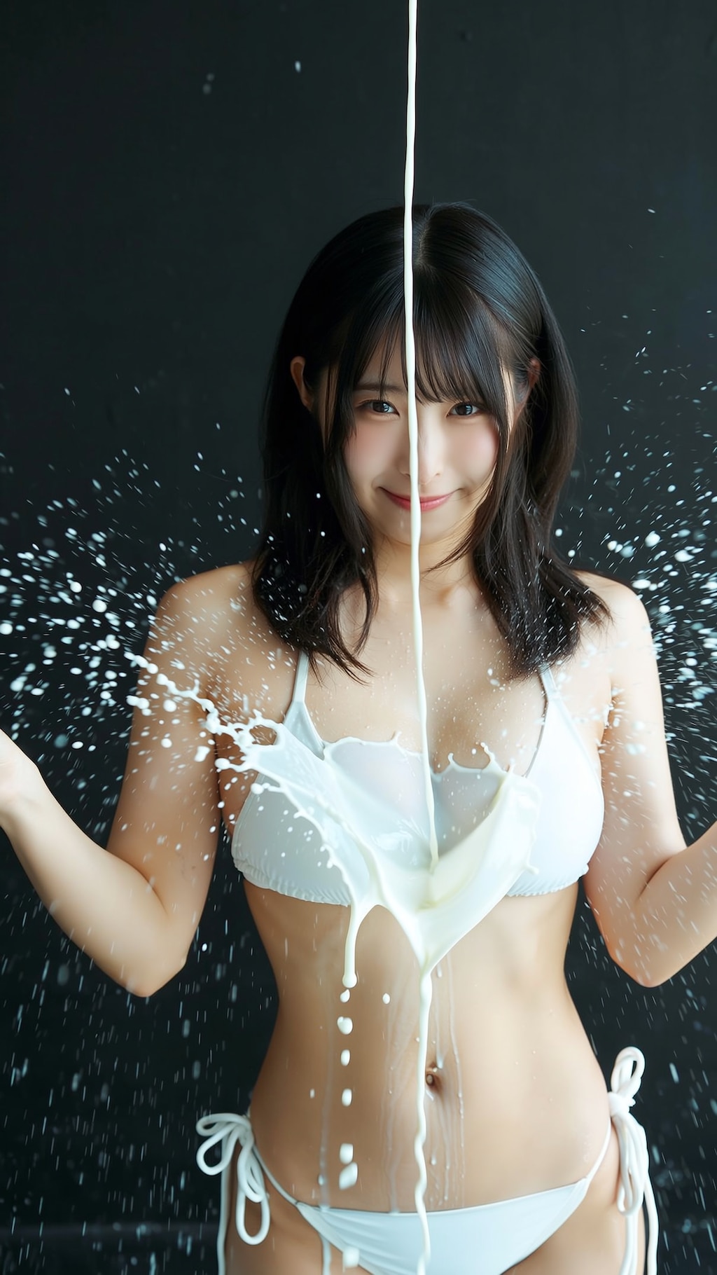 牛乳かけられ美女