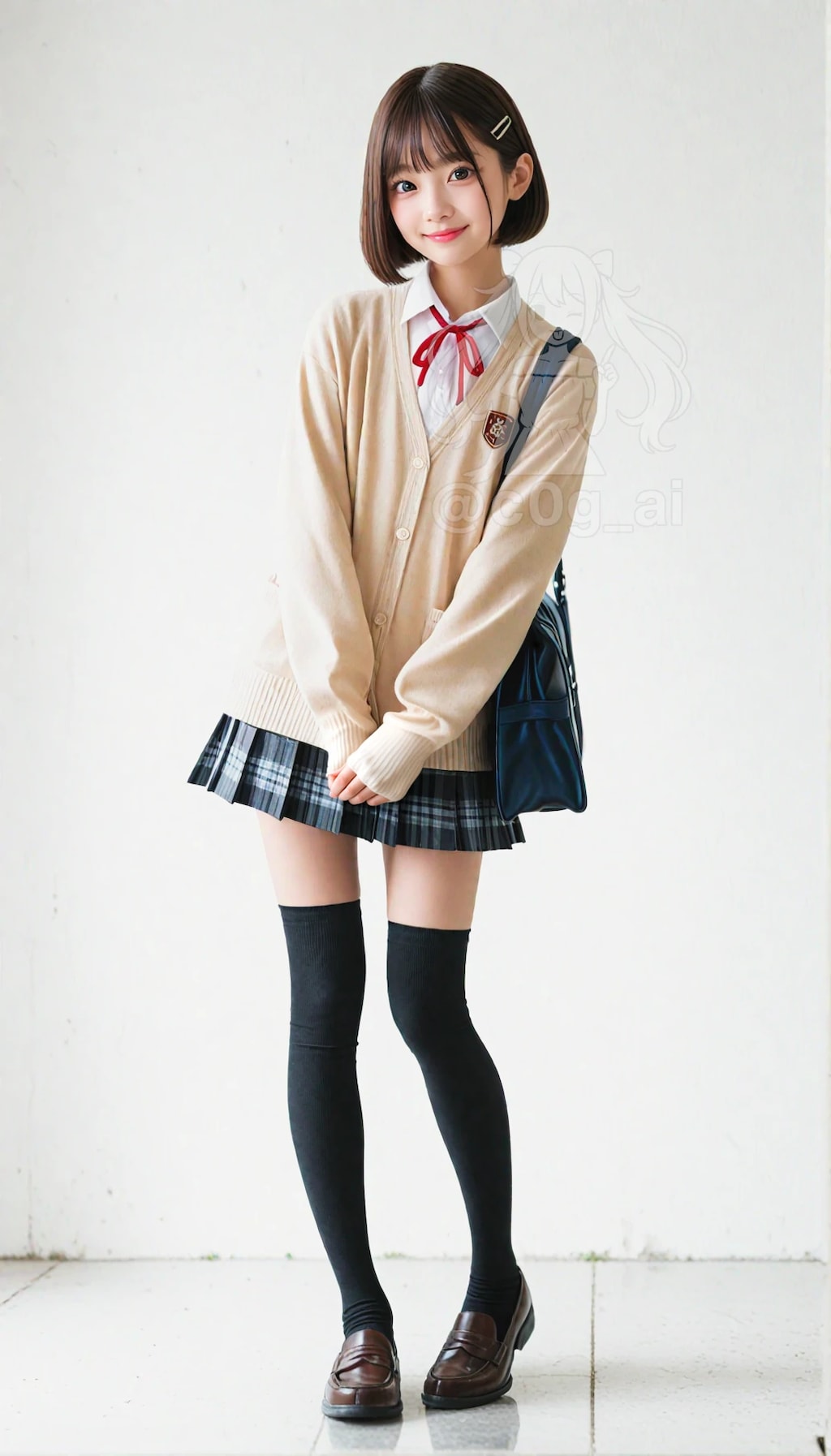 琴子の制服図鑑　Vol.5カーデ+萌え袖+棒タイ+紺ニーソ+絶対領域