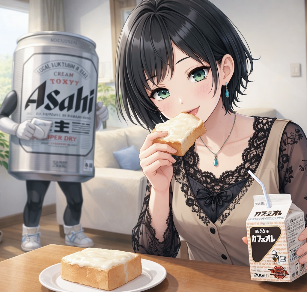 クリームボックスを食べる藍音ちゃん