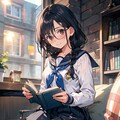三つ編み少女の読書 5枚目