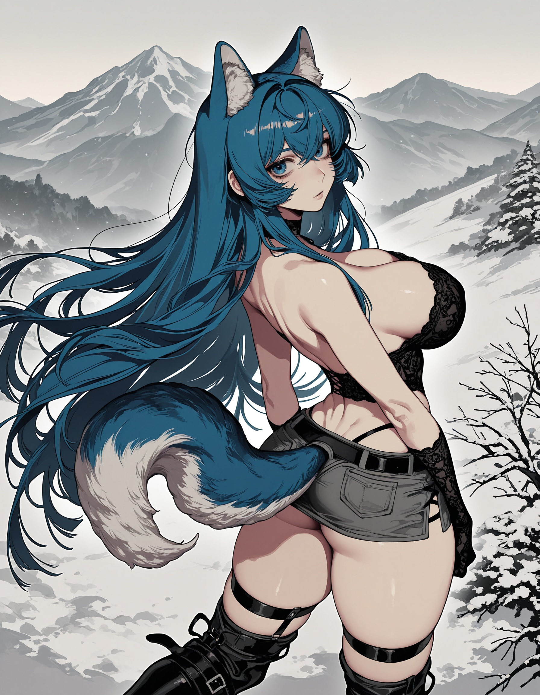 寒さに強過ぎるハスキー娘 | の人気AIイラスト・グラビア