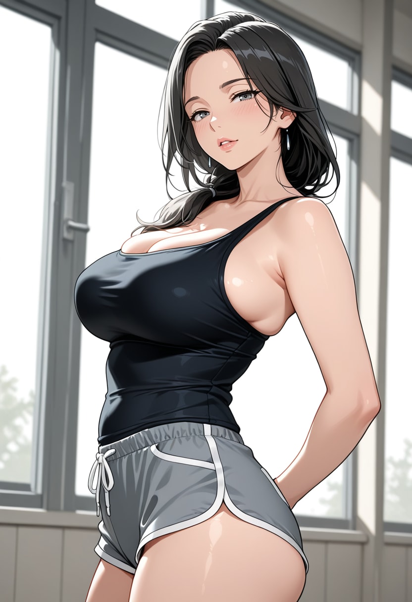 タンクトップで