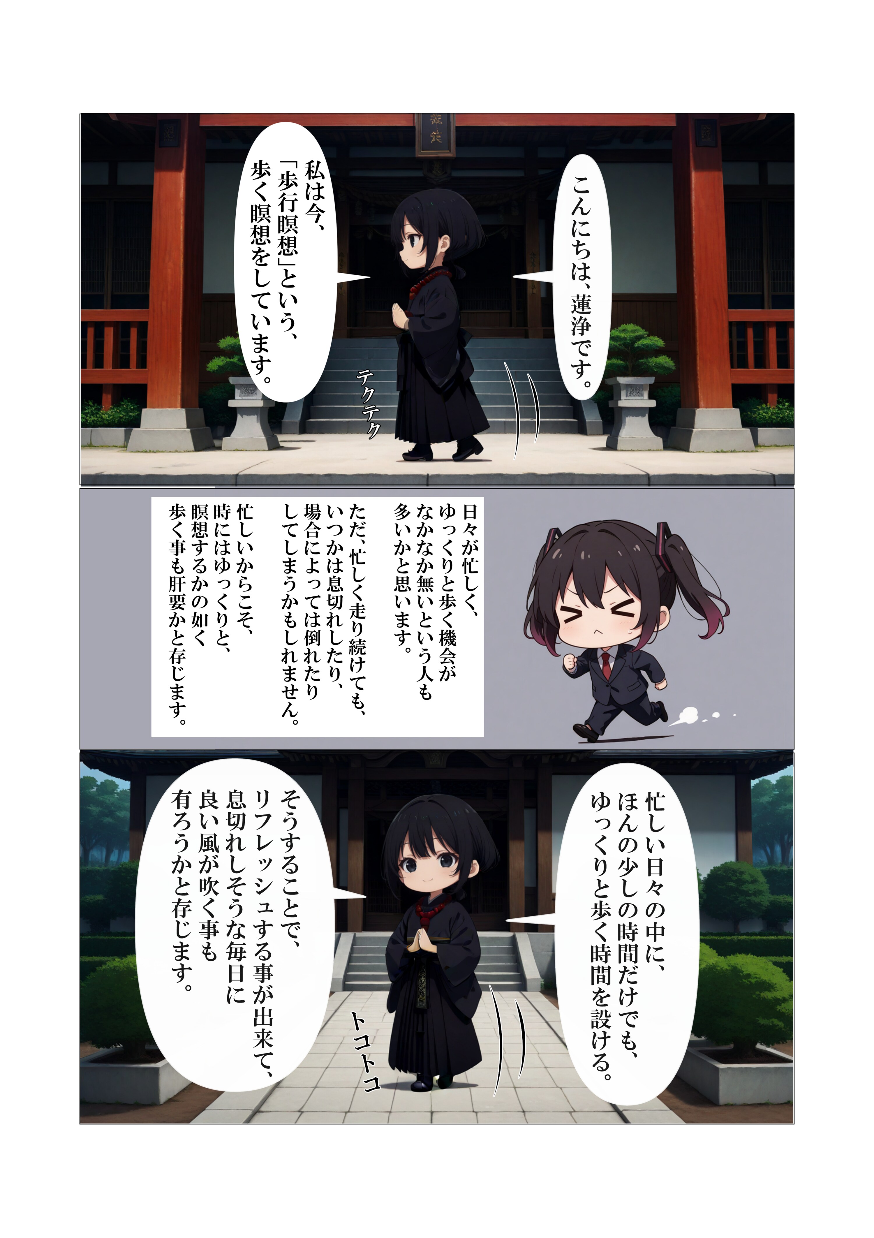 蓮浄さんの仏教漫画：歩行瞑想
