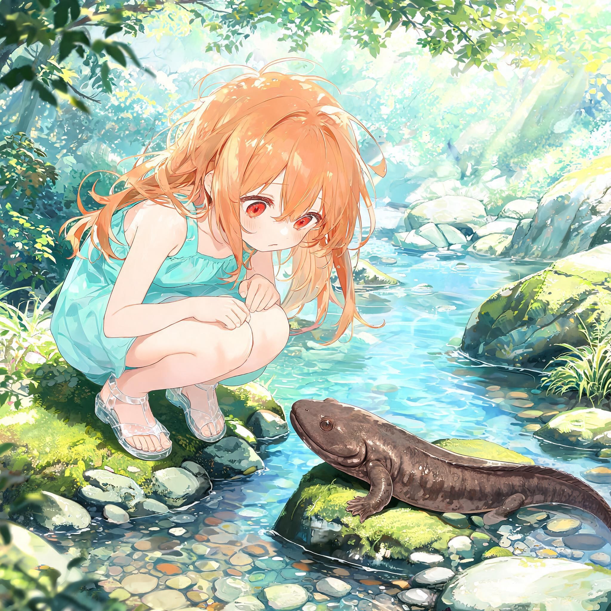 ららちゃんとオオサンショウウオ