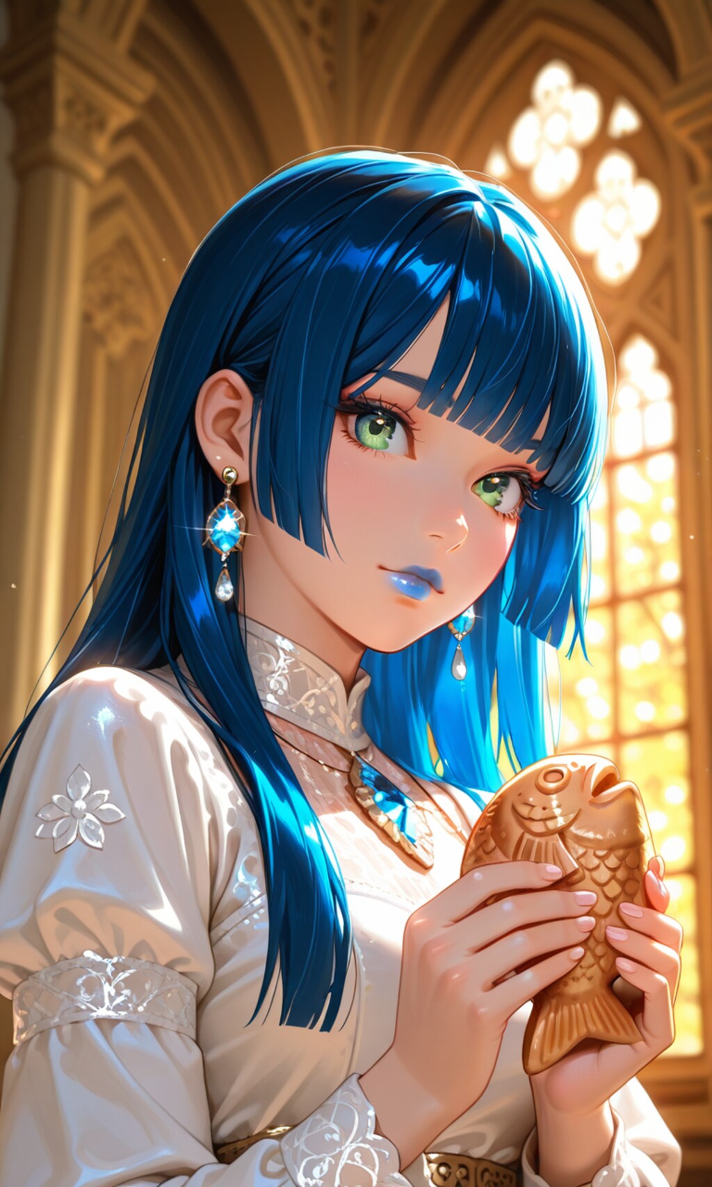 たい焼きを持つ姫様