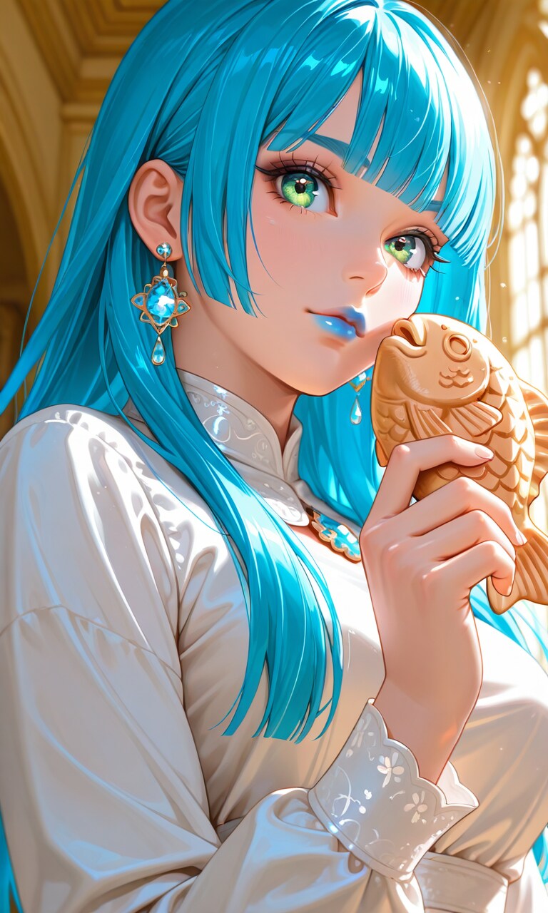 たい焼きを持つ姫様