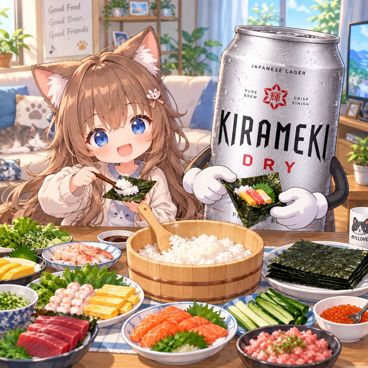 手巻き寿司を食べる小さな女の子 | の人気AIイラスト・グラビア
