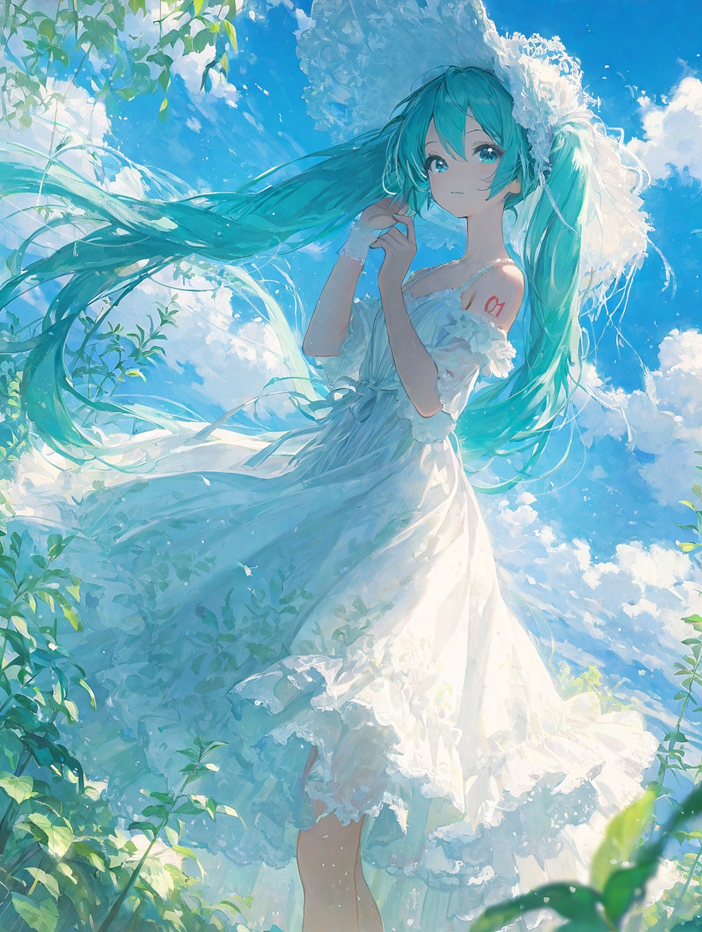 青空の下の絵画