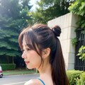 44日目　お題　a girl ,hair bun　お団子ヘアーですね 6枚目
