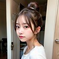 44日目　お題　a girl ,hair bun　お団子ヘアーですね 2枚目