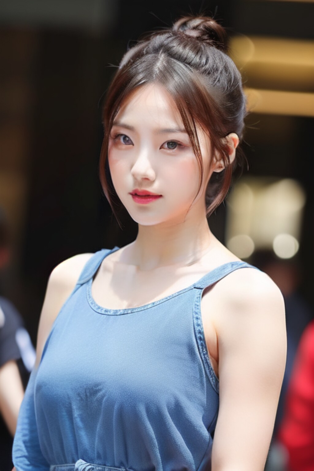 44日目　お題　a girl ,hair bun　お団子ヘアーですね