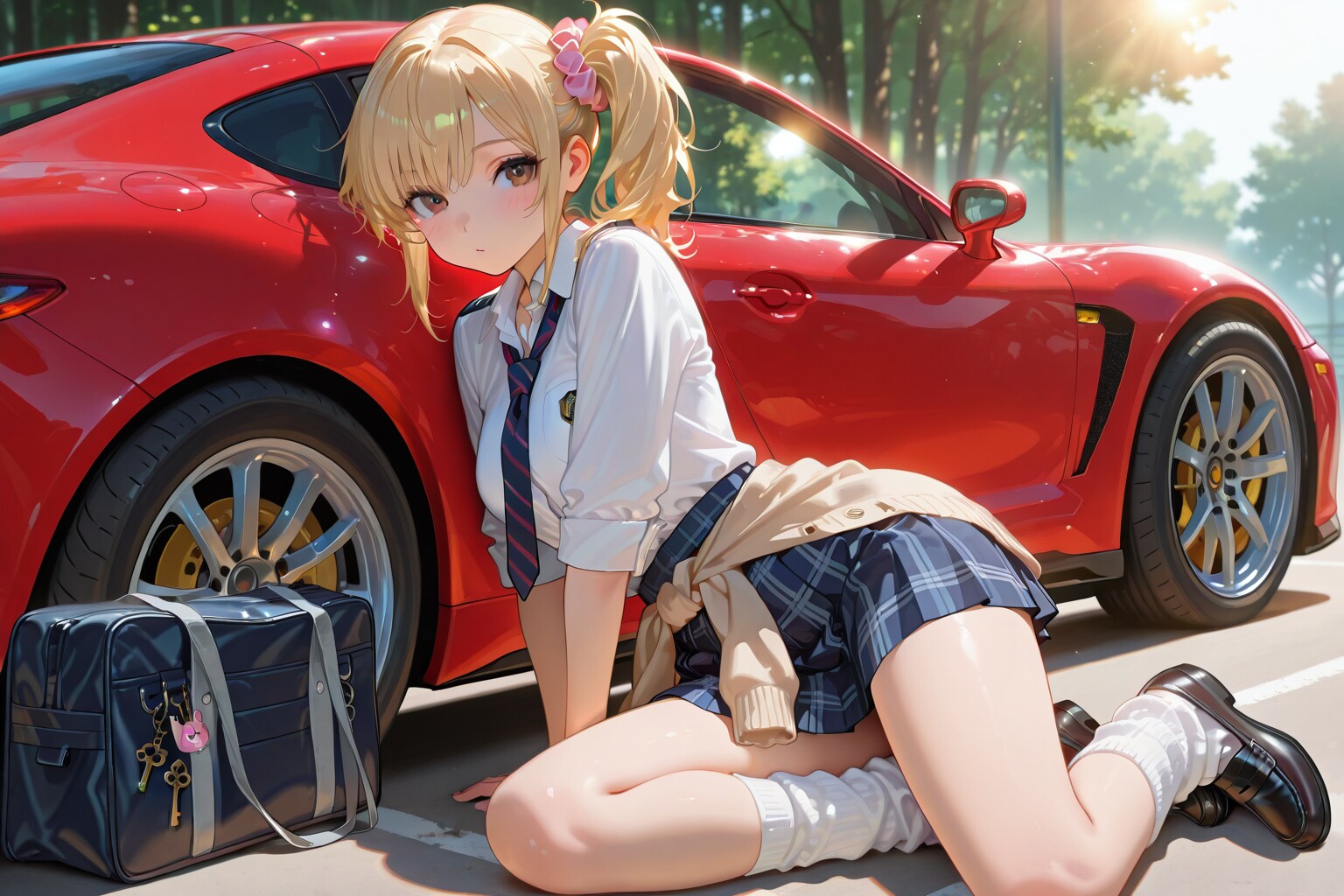 サイドポニーテールちゃんとスポーツカー余り物