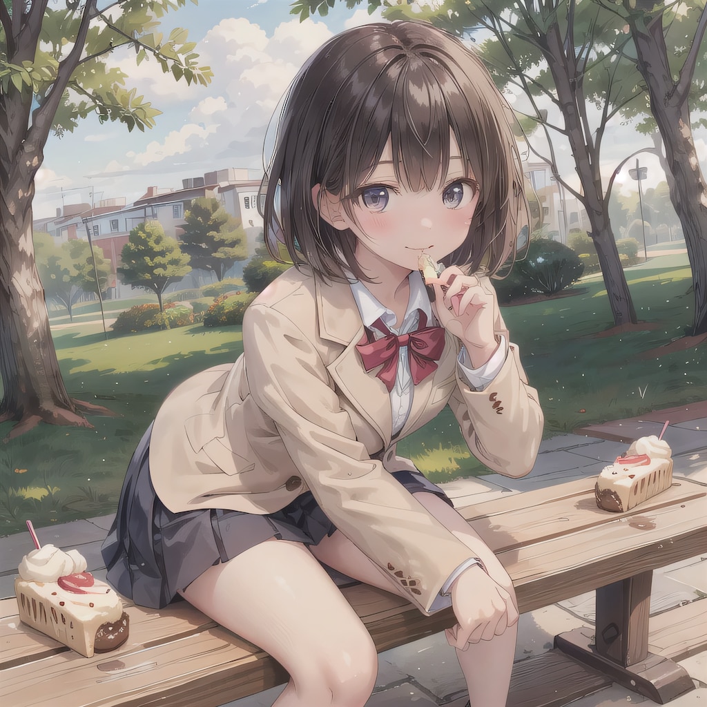 黒髪ボブでブレザーの少女４