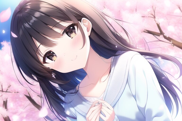 美少女と桜