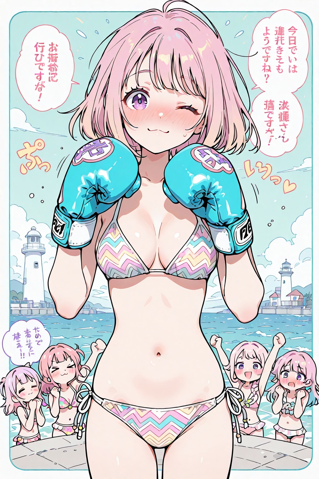 水着のピンク髪ちゃん