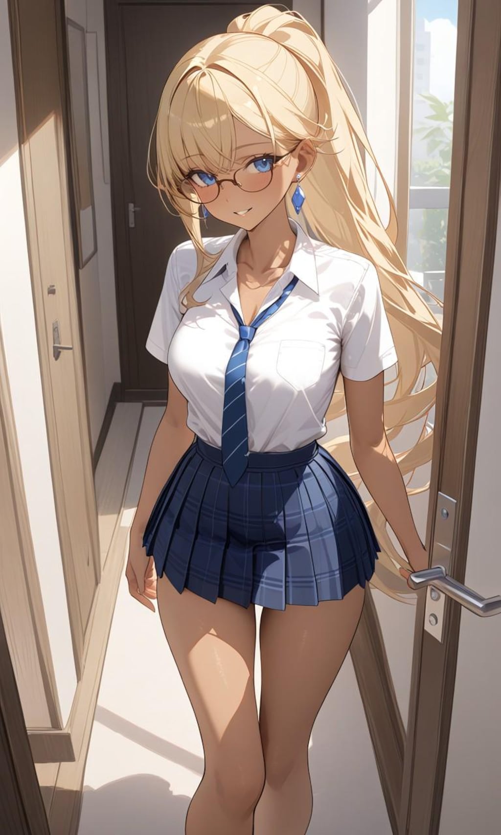 金髪ポニーテール女子高生