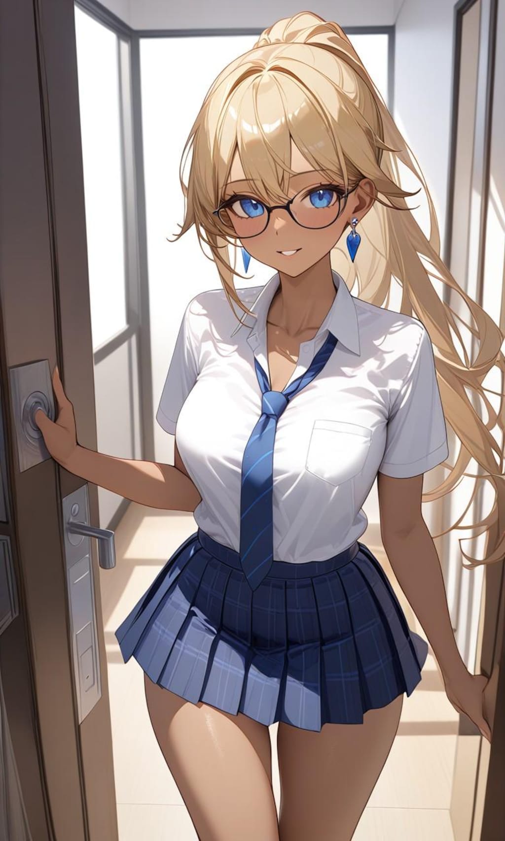 金髪ポニーテール女子高生