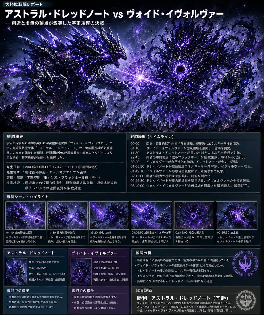 大怪獣戦闘レポート「アストラル・ドレッドノート 」vs「ヴォイド・イヴォルヴァー」