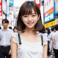 クロップド丈のレーストップスとハイウエストのレザーパンツ、スタッズベルト 5枚目