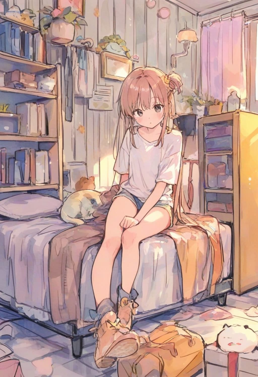少女の部屋(水彩タッチ)(153)