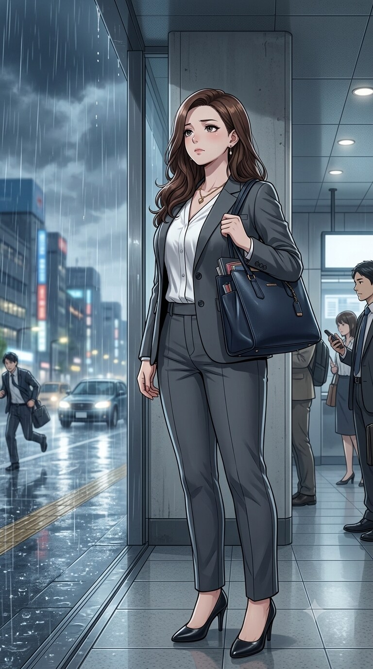 駅で雨宿りする椎菜ちゃん | の人気AIイラスト・グラビア
