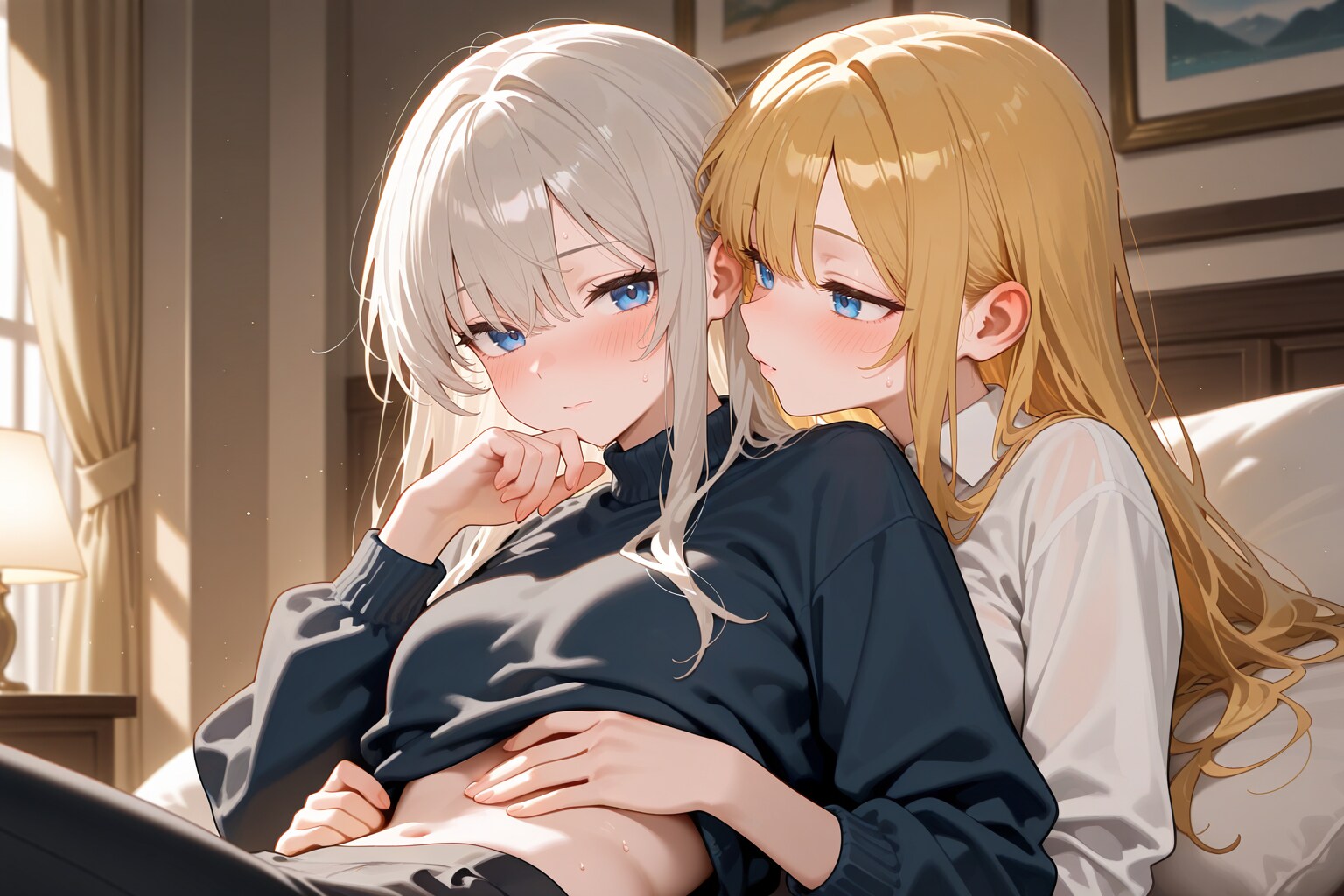 お腹、すべすべだね