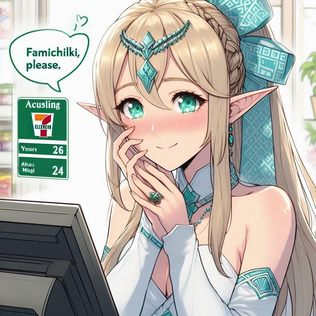 [字入答え]エルフの若奥様が〇〇を〇〇で〇〇します。(今日のファミチキください2)