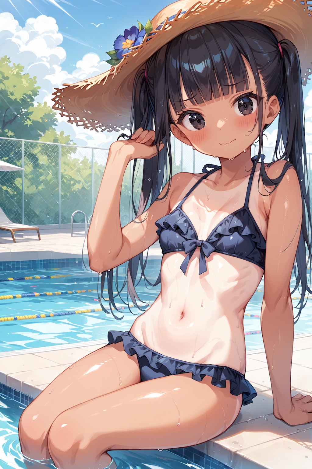 スク水日焼け跡ちゃん（ツインテ）