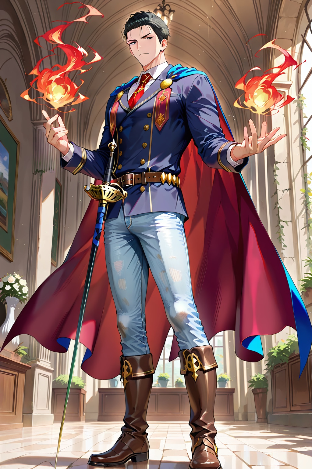 ファンタジー地下遺跡、大柄な男性魔法戦士1-1-4 | の人気AIイラスト・グラビア