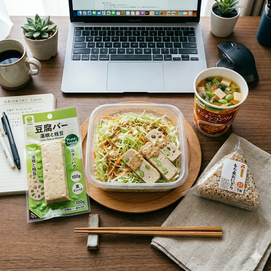 お昼は豆腐バーを食べました