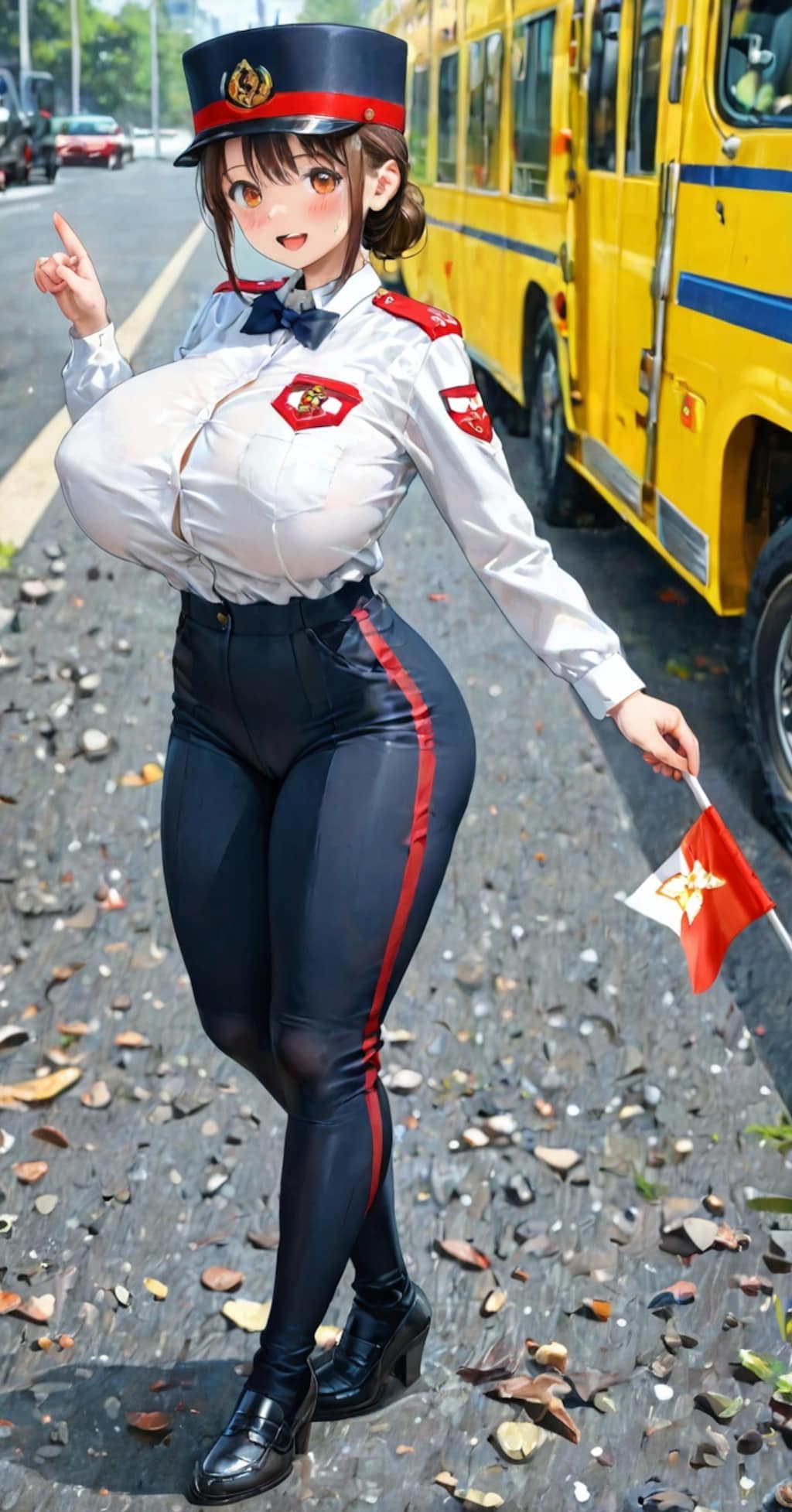 ズボンの似合うバスガイドさん