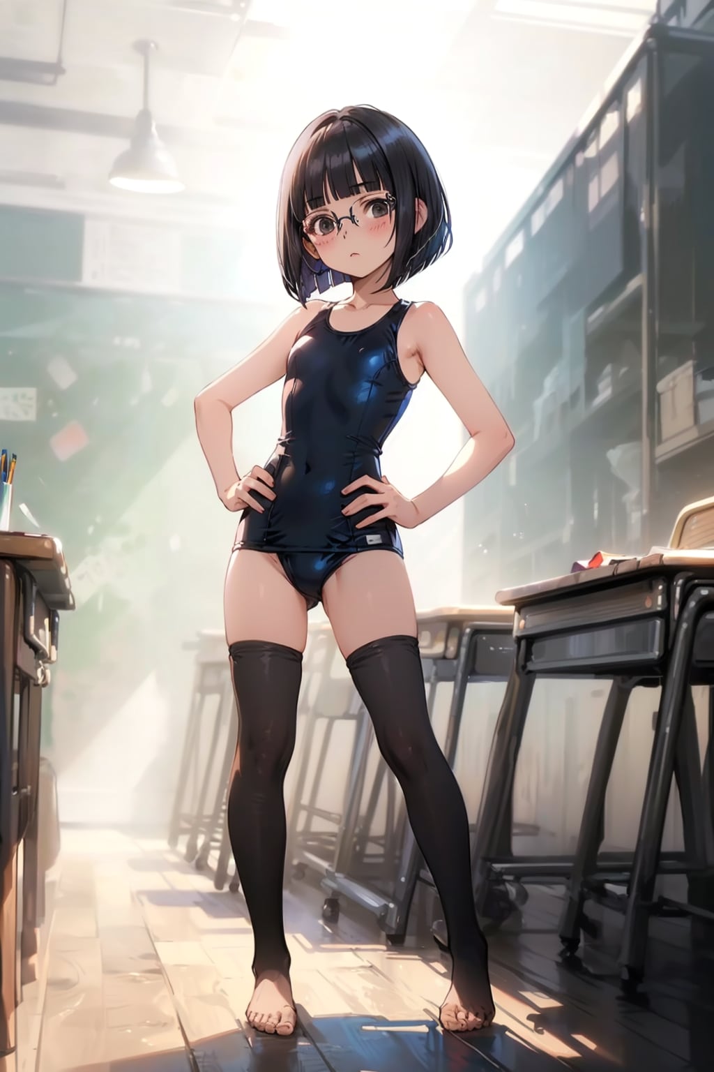 スク水タイツの眼鏡っ娘